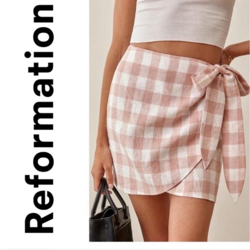 Reformation Gingham Skirt